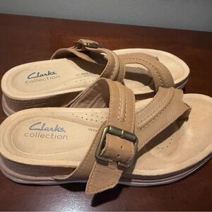 Clarks Brown Leather Sandals with Buckle